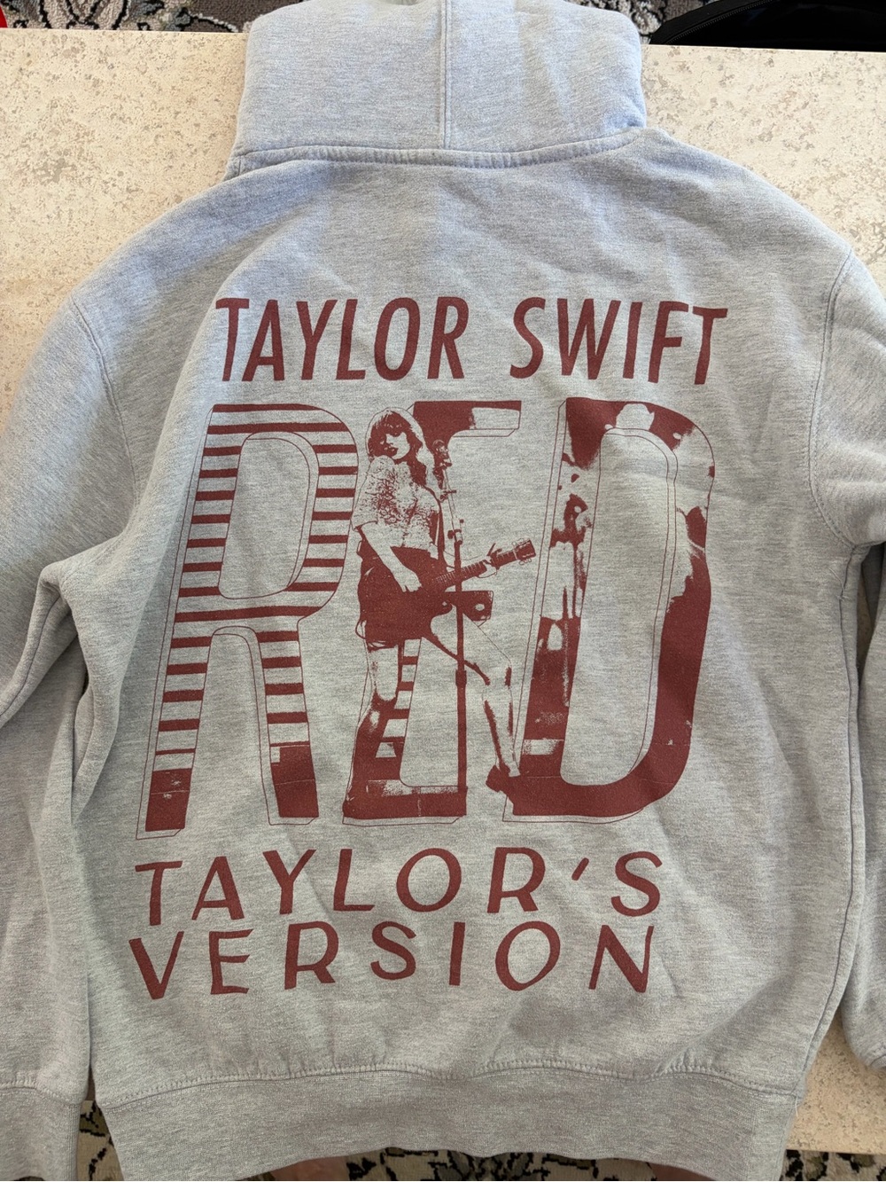 Official Swift Merch-Taylor Swift Gray Hoodie w/ Red Graph "Red Taylor's Version